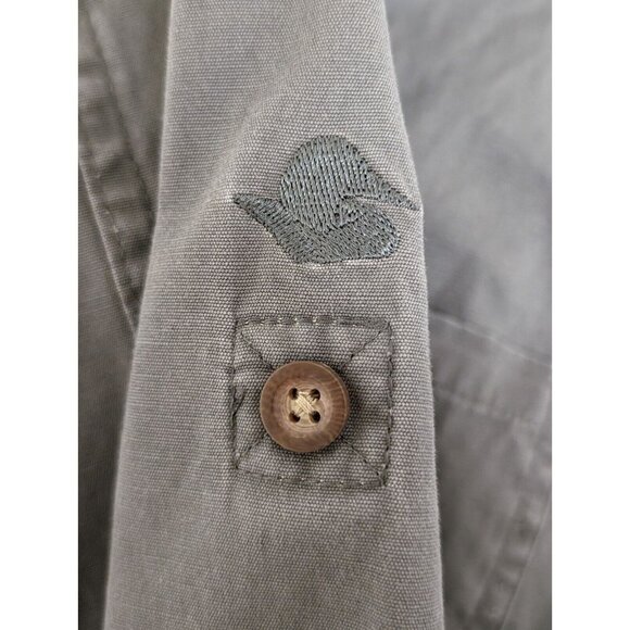 Dri Duck for Her Long Sleeve Shirt Size L Cotton Button Up Top Roll Tab Gray - Picture 4 of 7